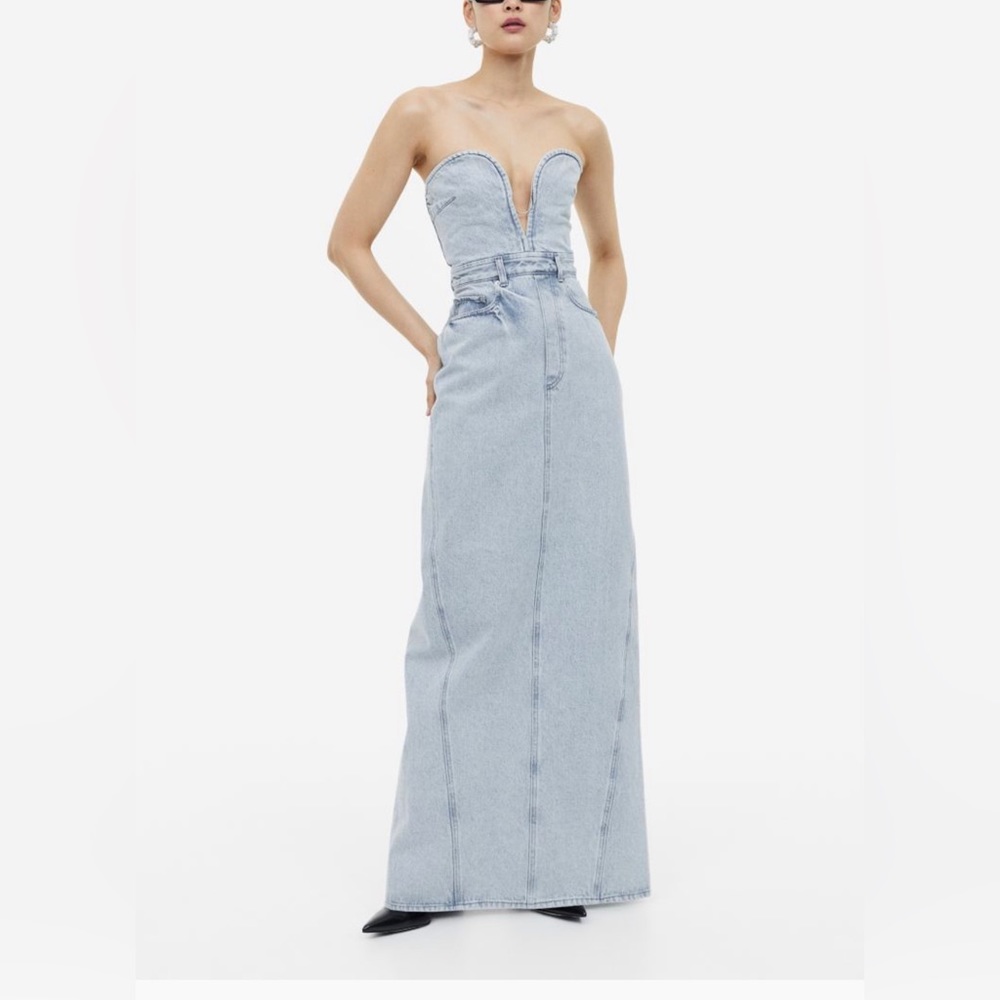 Denim bandeau dress xxs